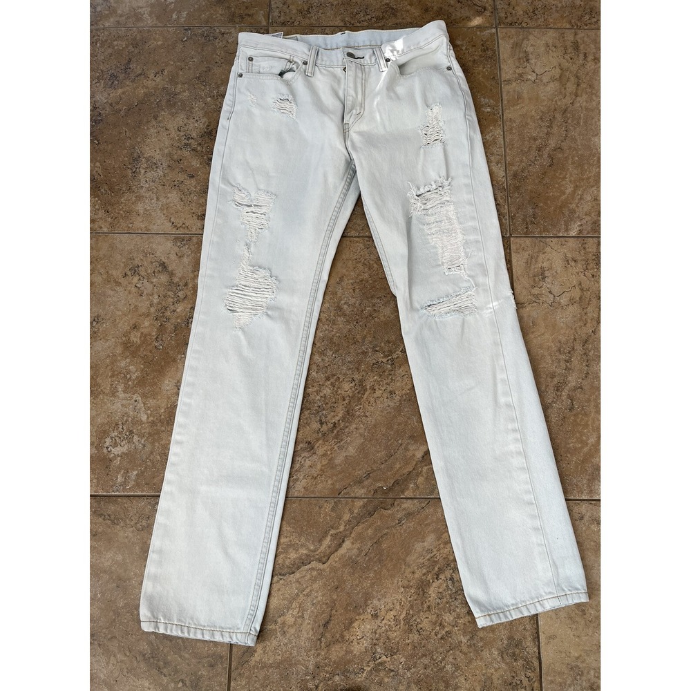 LEVIS 511 Light Blue Denim Mens Distressed 33x34 Fit 33X33